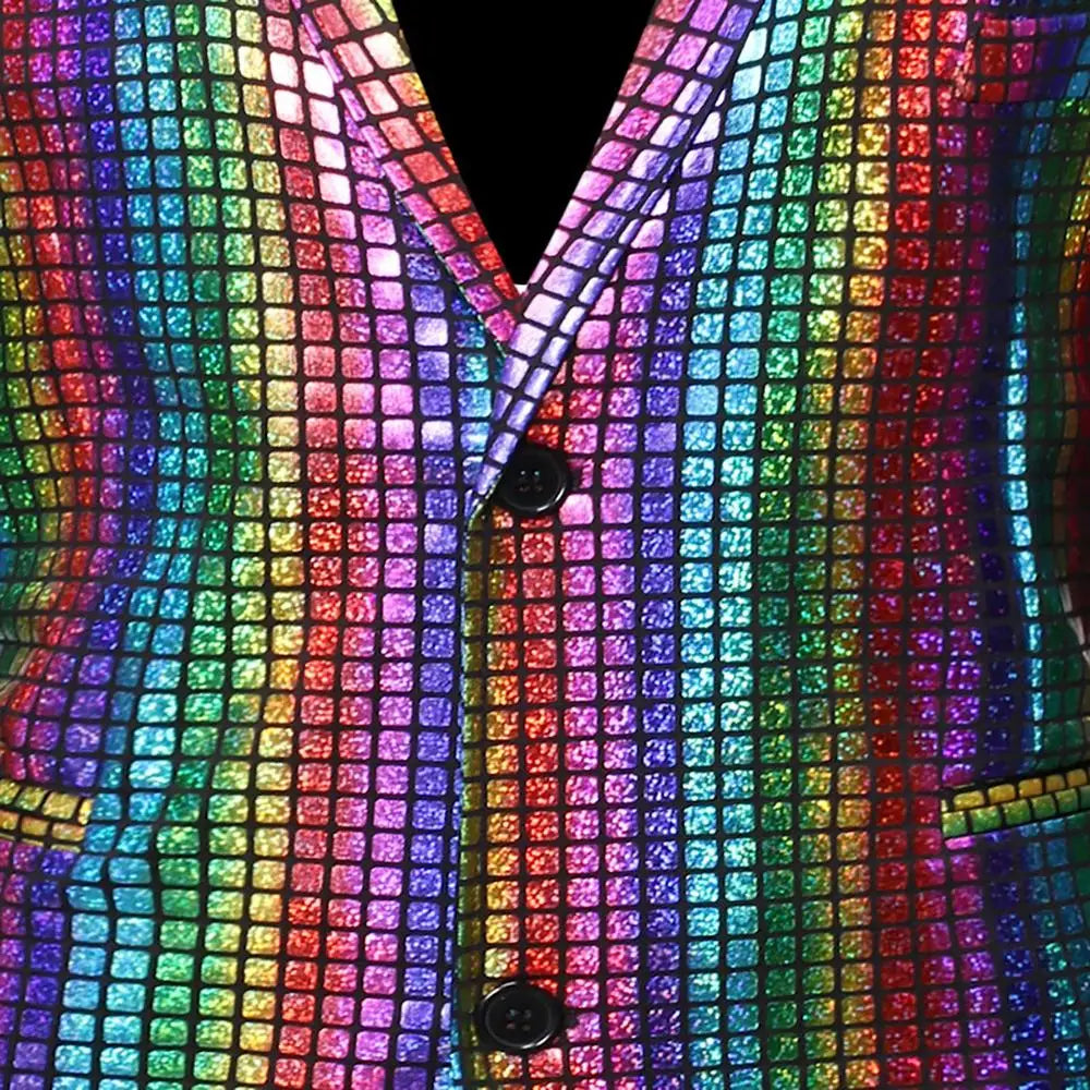 Blazers à paillettes Veste de costume à paillettes brillantes Tenues d'Halloween Blazer à deux boutons Blazer de smoking Disco Glitter Party Blazer pour hommes Dîner