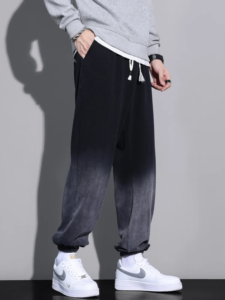 Big Size Men's Jogger Sweatpants 8XL 7XL 6XL Sportswear Gradient Color Baggy Pants Wash Cotton Casual Loose Track Trousers Male