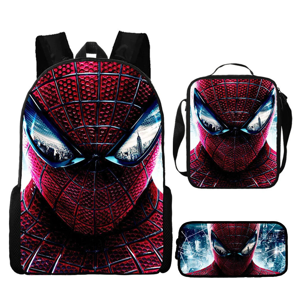 Spidermans Backpack Three Piece Set for Elementary School Students Cartoon Backpack for Boys Backpack Fashion Super-heros Style