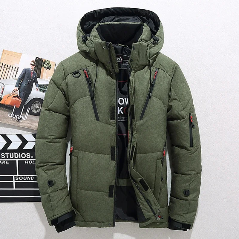 Men's White Duck Down Jacket Warm Hooded Thick Puffer Jacket Coat Male Casual High Quality Overcoat Thermal Winter Parka Men