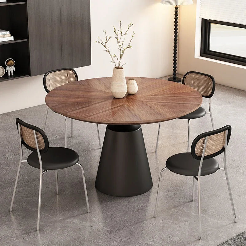 Italian Minimalist Dining Room Sets Black Dining Table Retro Restaurant Wooden Round Table Table A Manger Kitchen Furniture