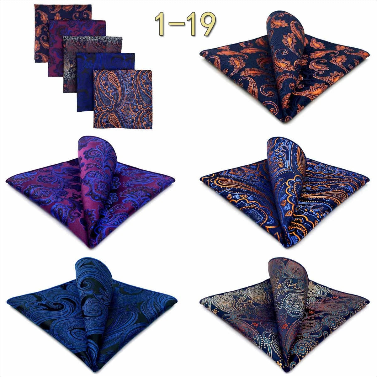 5 Pieces Mens Pocket Squares Wedding Handkerchiefs Set Fashion Formal Bundle Luxury Unique