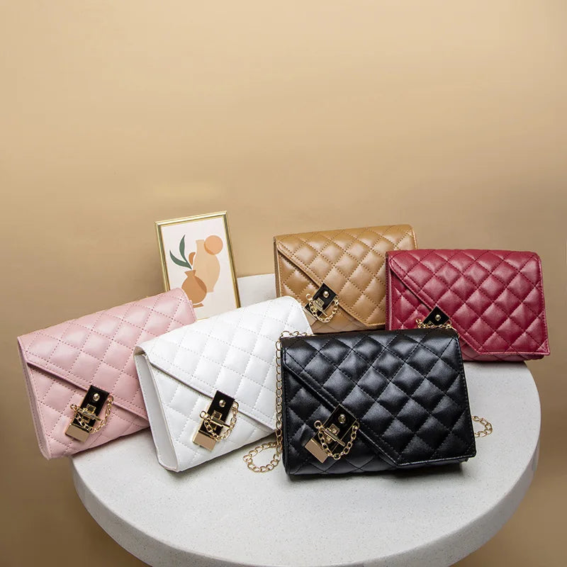 2023 New Flap Crossbody Bags Small Square Women Shoulder Bag Plaid Pu Leather Designer Handbags Chain Lady Women's Bag