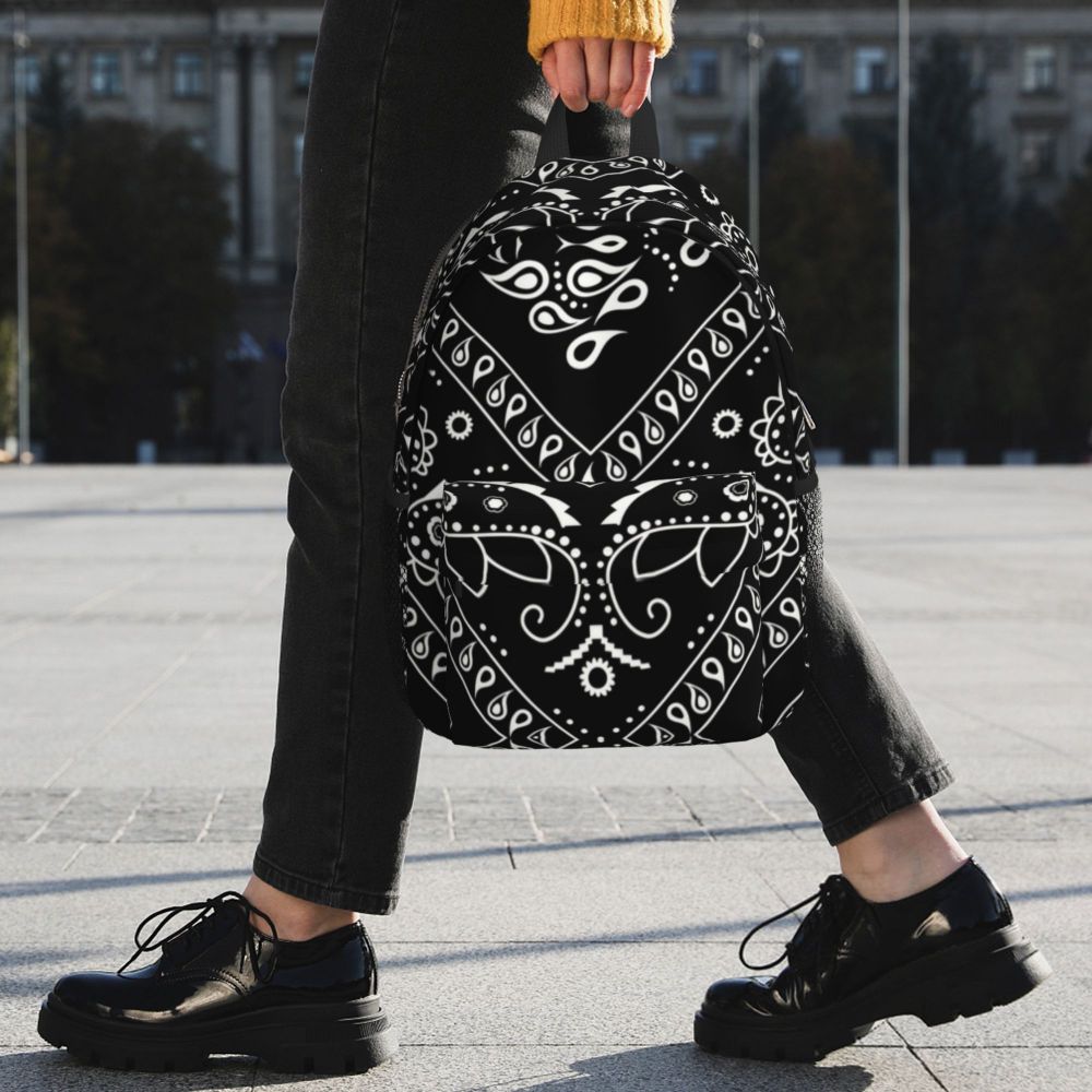 Custom Black White Paisley Chicano Bandana Style Laptop Backpack Women Men Basic Bookbag for School College Student Bag