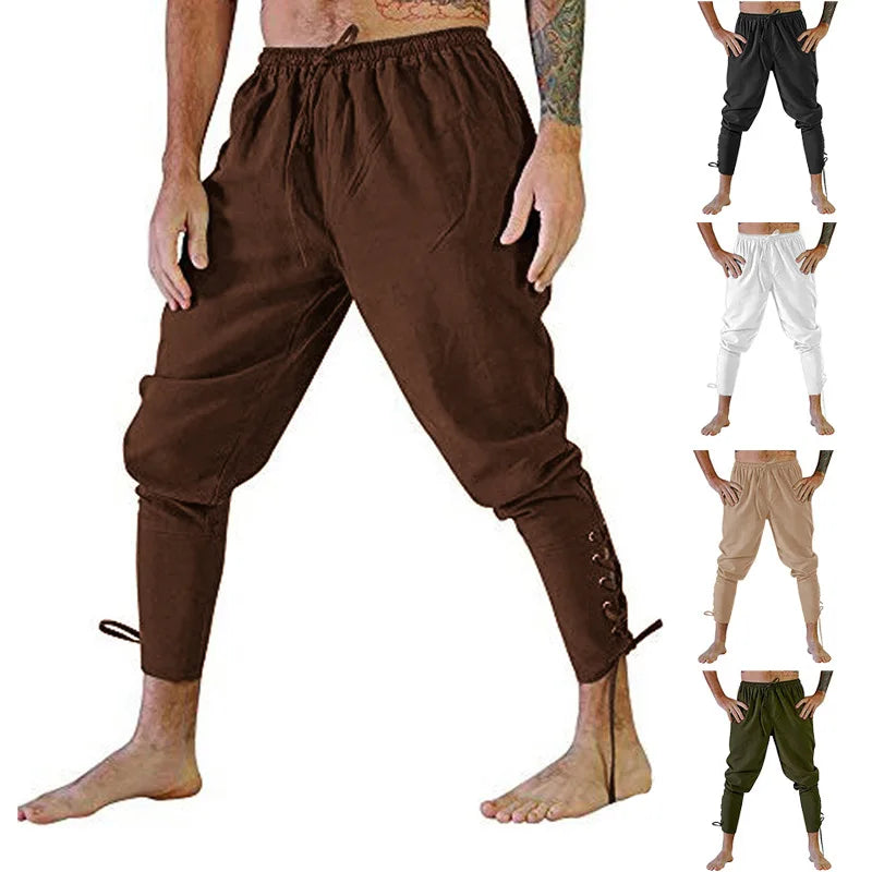 Pantalon de pirate Viking Costume pour hommes Pantalon médiéval Renaissance Short à cordon Costume d'Halloween Cosplay adulte