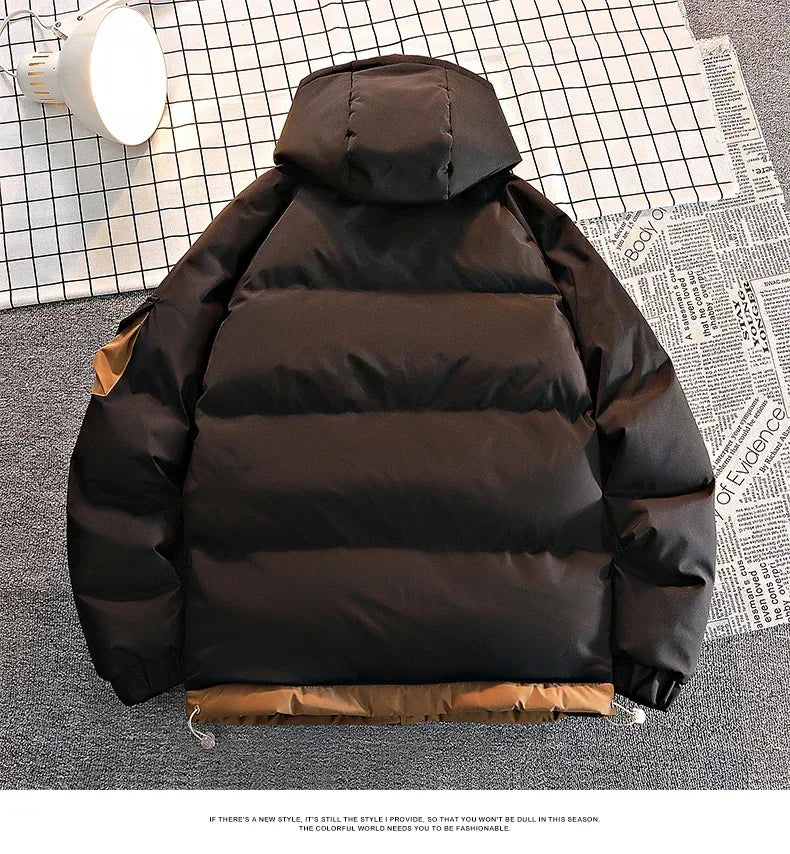 Men Hooded Winter Thicken Warm Winter Man Windproof Jacket New Streetwear Casual Parkas Padded Jacket Male Loose Coats