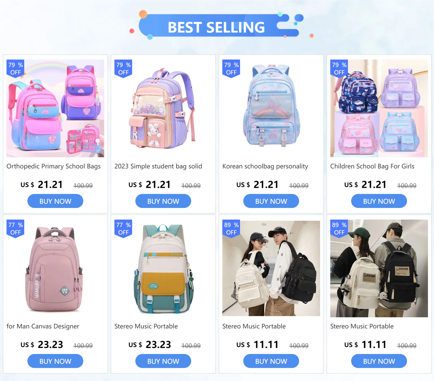 New Simple Student Bag Solid Color Schoolbag Youth Large Capacity Travel Backpack High Quality Canvas Schoolbag Fashion Backpack