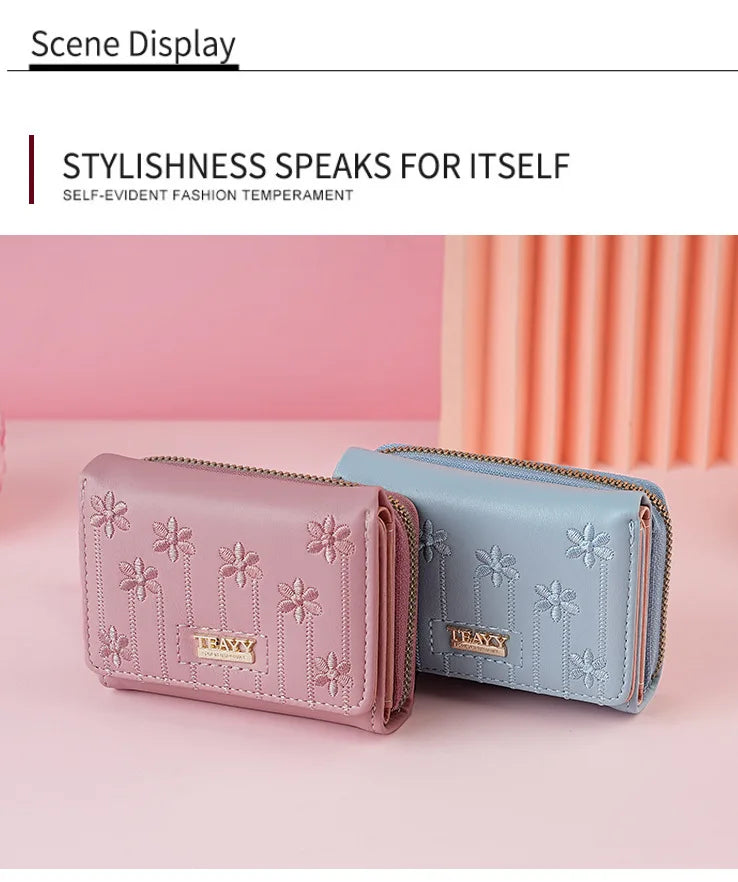 Small Women's Wallet Solid Short Pu Leather Female Wallets Hasp Coin Purse Card Holders for Girls Student 2024 Clutch Money Bag