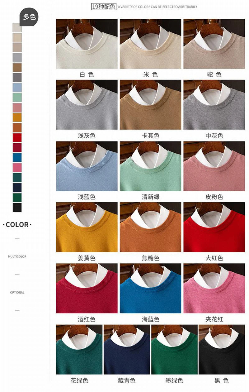 Autumn/Winter New Men's Cashmere Cold Resistant Clothing Round Neck White Sweater Pullover Warm korean Sweaters Pullover Tops