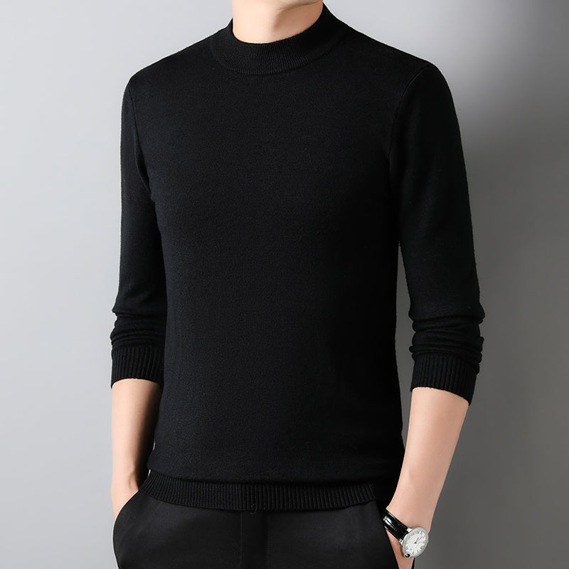 Half Turtleneck Knitwear Sweater New Autumn/Winter Mock Neck Sweatshirts Solid Color Pullovers Man Brand Casual Mens Clothing