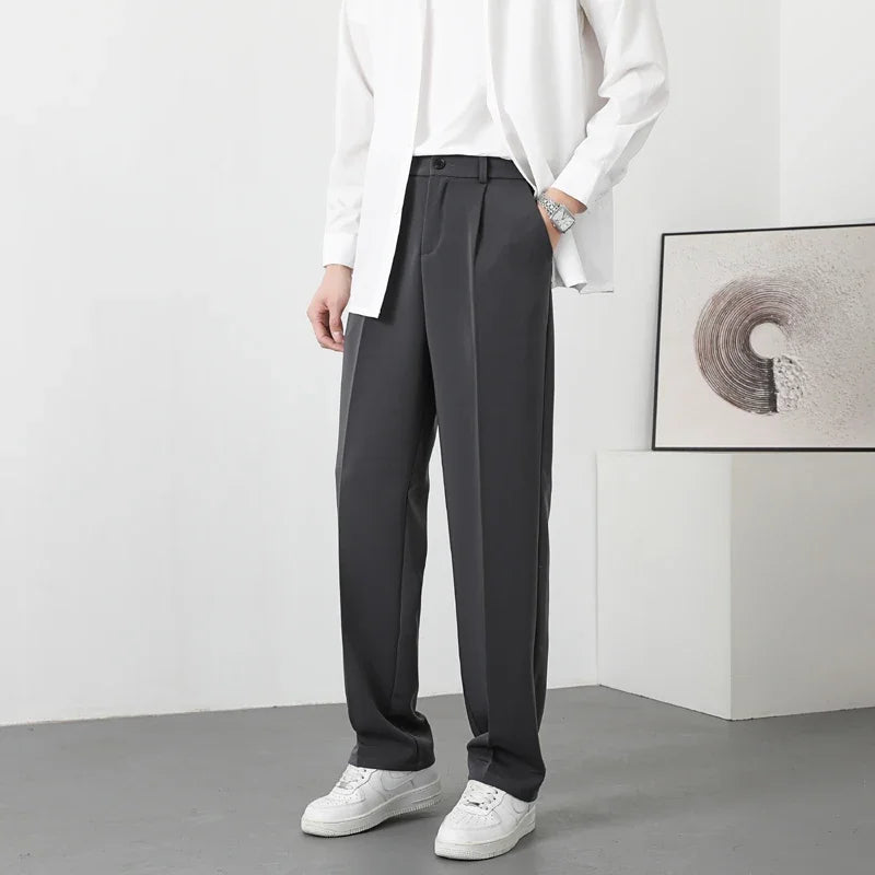 Dress Pants Men Korean Fashion Pleated Pants Chino Pants Men Clothing 2024 Lightweight Cool Trousers