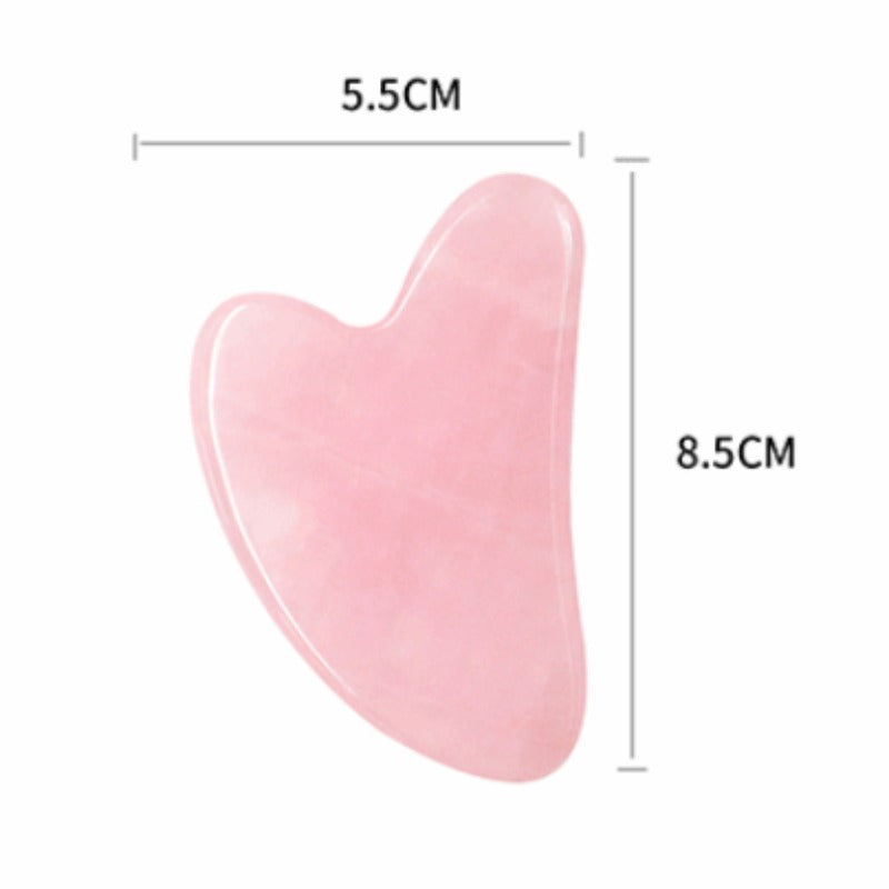 أدوات تدليك غوا شا من حجر اليشم الطبيعي، مكشطة حجر الكوارتز الوردي، أداة غوا شا للوجه والرقبة والجسم لمنع التجاعيد والعناية بالجمال