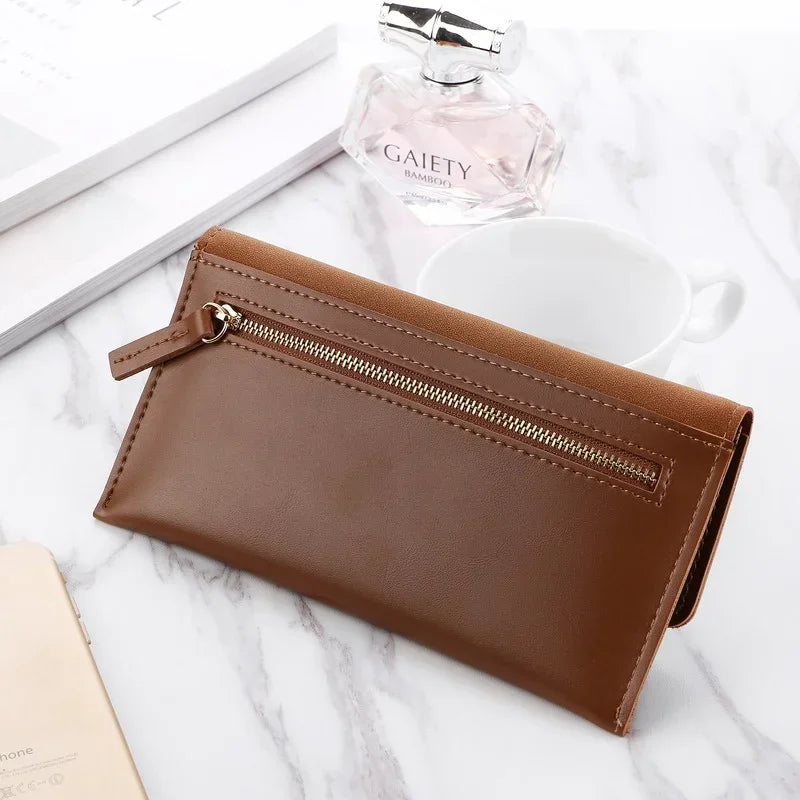 2024 Leather Women Wallets Hasp Lady Moneybags Zipper Coin Purse Woman Envelope Wallet Money Cards ID Holder Bags Purses Pocket