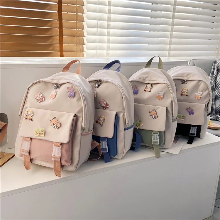 New Female Backpacks Women Cartoon High Capacity Nylon Waterproof College Backpack Trendy Women Laptop Girl Travel School Bags