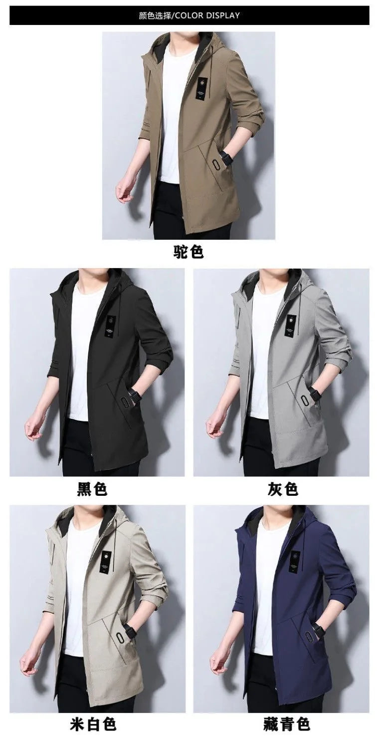 2024 Autumn and Winter New Fashion Trend Plus Fleece Thickened Warm Long Trench Coat Men's Casual Loose Plus Size Coat M-4XL