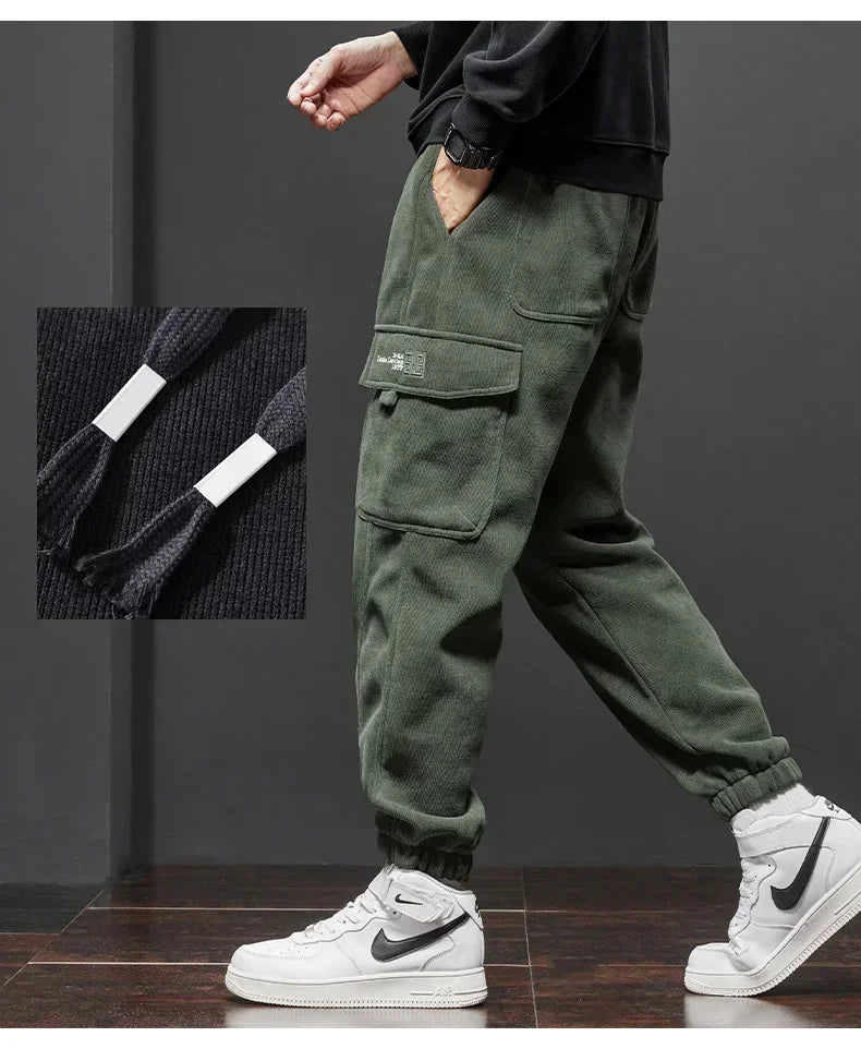 Spring Autumn New Style Elastic Waist Casual Pants for Men Stretch Straight Drawstring Harem Jogging Sports Long Pants Male