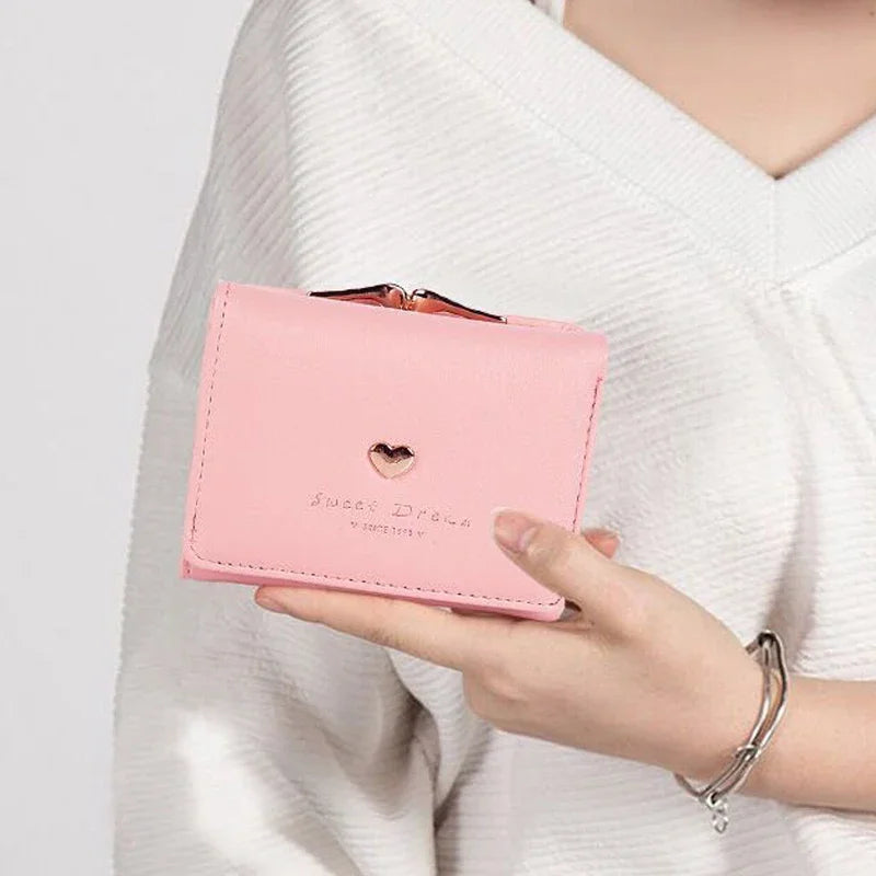 New Fashion Purse Female Short Version of Students Fresh Folding Mini Metal Wallet Cute Purse Lady Coin Purse for Female Lovely