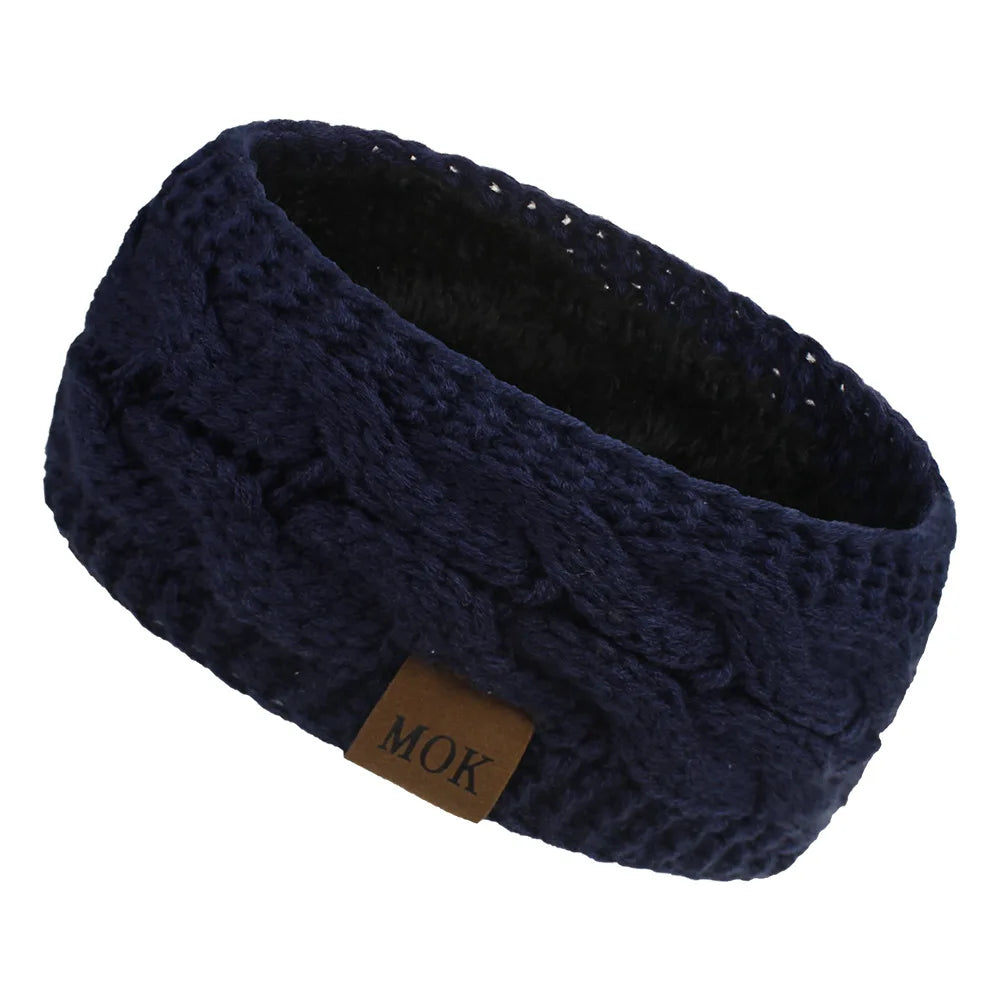 MOK New Hair Accessories Plush Wool Knitting Hair Band In Autumn And Winter Sports Headband Earmuffs Europe 12 Colors