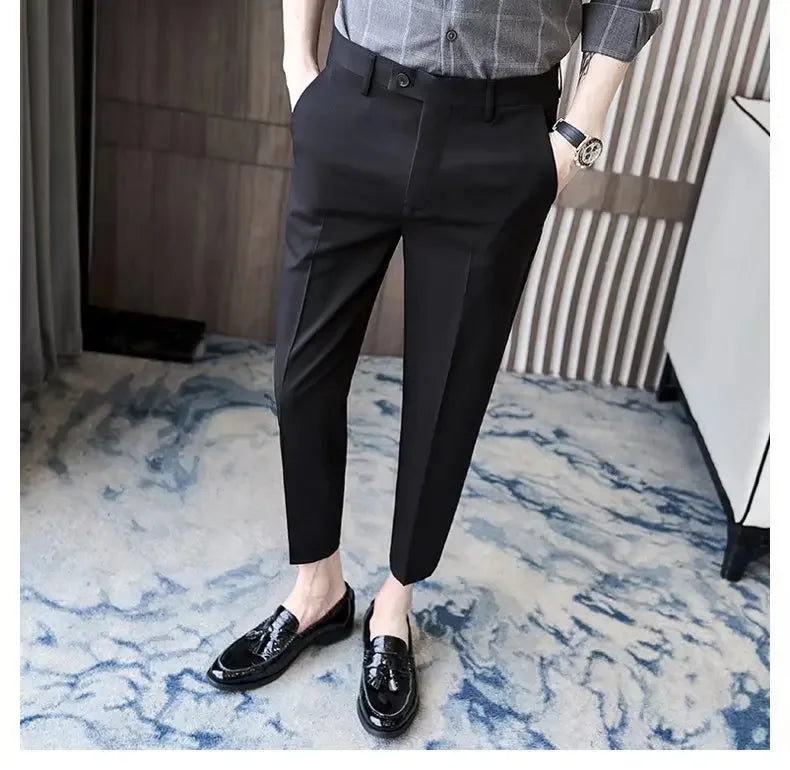 Fashionable Cropped Pants For Men Casual Trendy Spring Autumn New Arrival Small Trousers Draped No Ironing Cone Shaped Pants