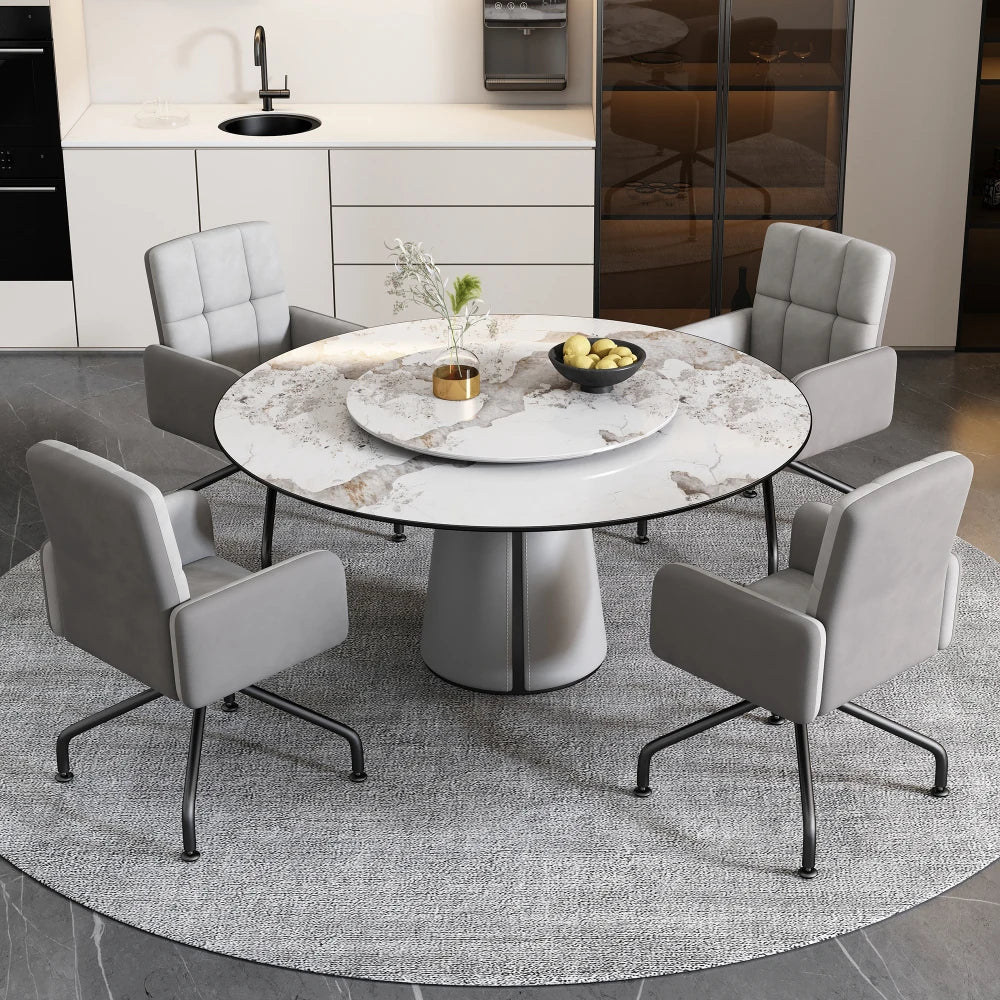 Dinning Table Set Furniture Modern Velvet with Dining Chair Set of 6 for Living Room Bedroom Dining Room