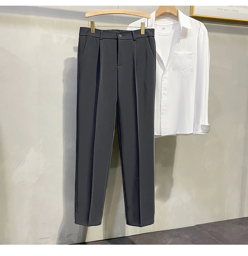 Dress Pants Men Korean Fashion Pleated Pants Chino Pants Men Clothing 2024 Lightweight Cool Trousers