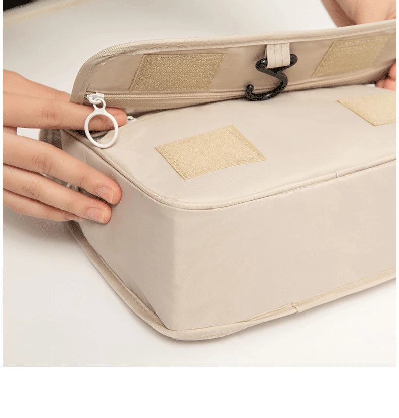 Polyester Waterproof Multifunction Women Cosmetic Bag Toiletry Storage Organize Travel Handbag Bathroom Hanging Wash Bag