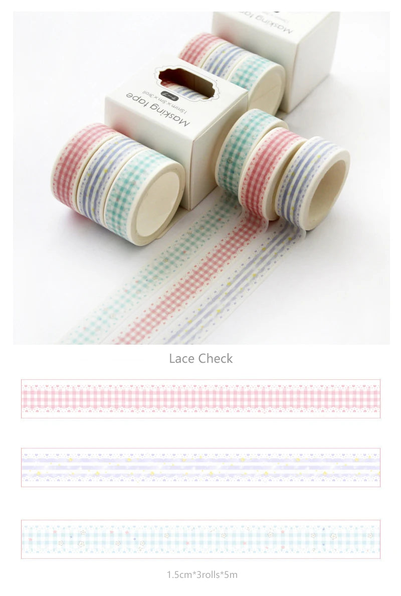 grid washi tape set Japanese paper diy planner masking adhesive washi tapes decorative stickers stationery tape school supplies