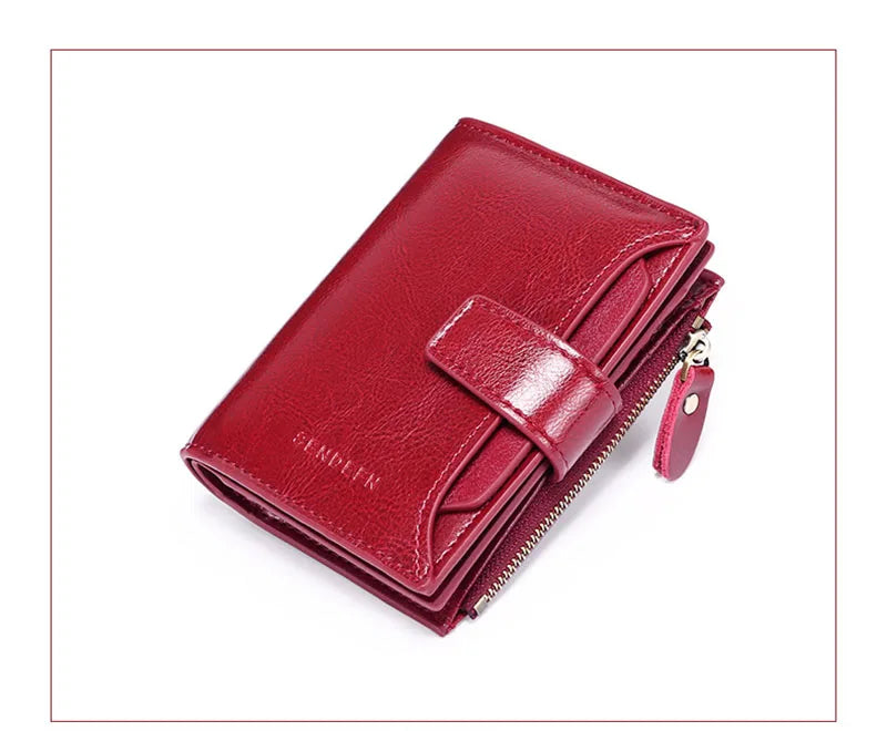 2024 New Short Women Wallets Genuine Leather Zipper Coin Pocket Women Purse Name Engraved Quality Card Holder Kpop Female Wallet