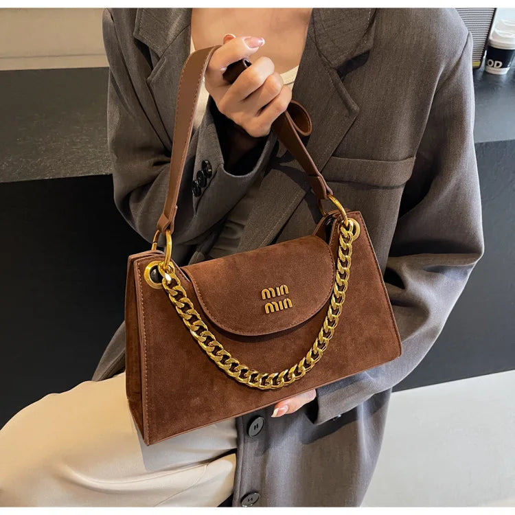 Metal Letter Designer Brand Handbags Top Handle Luxury Shoulder Bags Solid Color Elegant Crossbody Bags Fashion Bags For Women