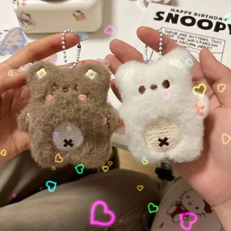 Soft Keychain Cartoon Bear Pendant Keychain Squeak Toy Cute Plush Stuffed Key Chains Bag Decorations Couple Friends Kids Gift