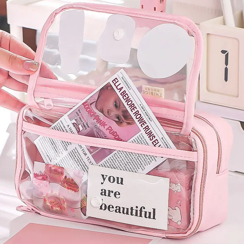 Transparent Pencil Case Lnstagram Style Niche Powerful Stationery Box Good Quality for Elementary School Students Boys and Girls