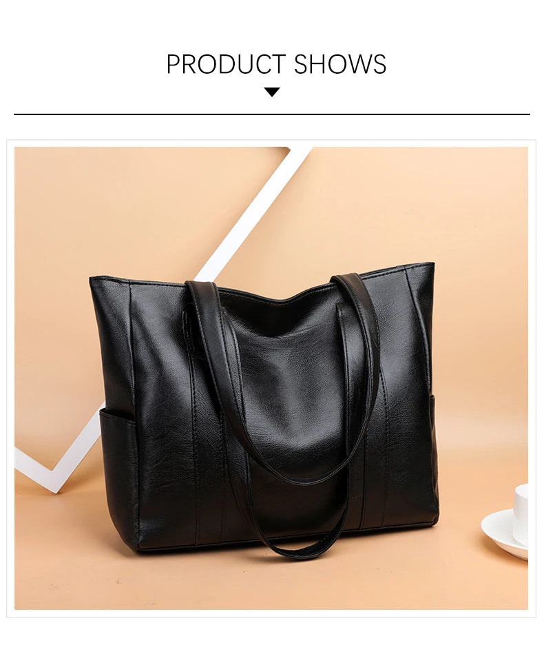 TRAVEASY 2024 Casual PU Leather Large Capacity Tote Bags for Women Fashion Solid Color Zipper Female Shoulder Bag Ladies Handbag