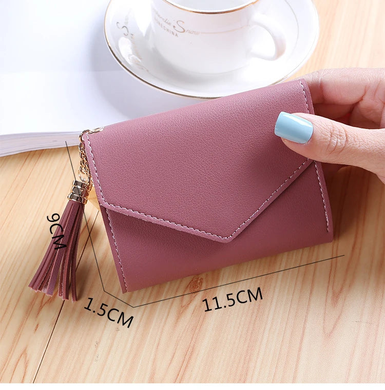 Mini Tassel Wallet Women Fashion Purse Female Short Mini Wallets Korean Students Lovely Purse Female Small Wallet for Women