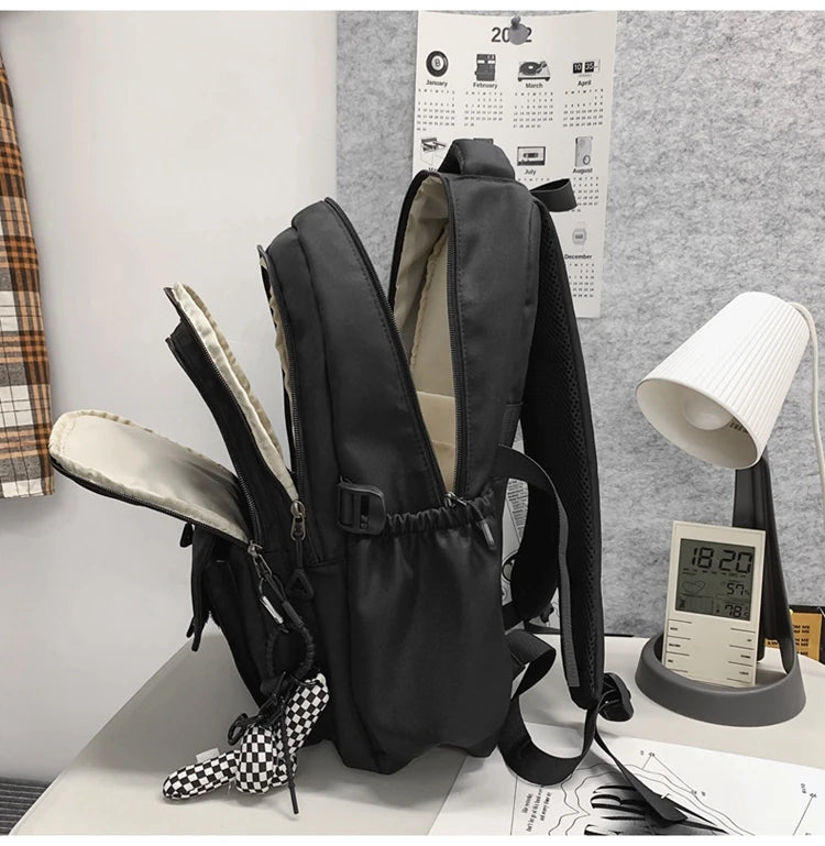 New Simple Student Bag Solid Color Schoolbag Youth Large Capacity Travel Backpack High Quality Canvas Schoolbag Fashion Backpack