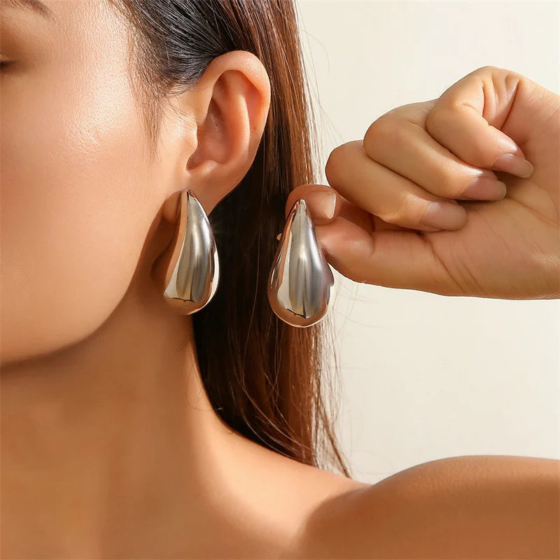 Boucles d'oreilles pendantes en forme de dôme épais plaqué or pour femme et fille, bijoux modernes, nouvelle collection, cadeau, offre spéciale, accessoires d'oreilles populaires