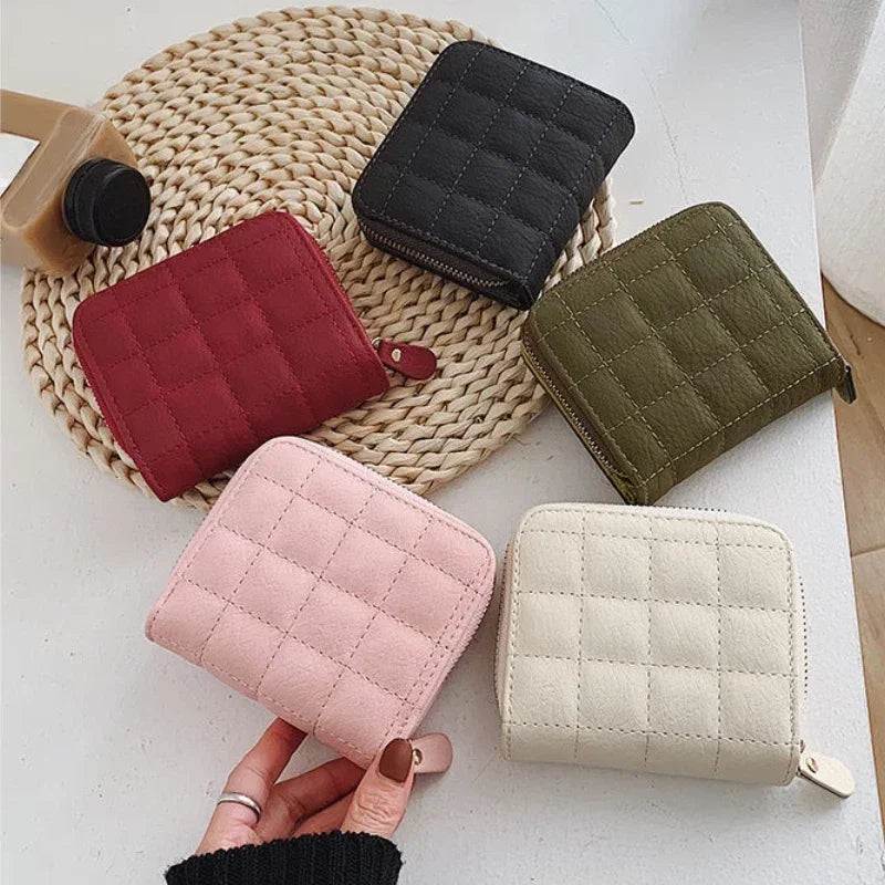 New Women Small Wallet Ladies Mini Solid Wallet Cute Girl Short Zipper Pu Leather Coin Purse Female Hand Wallet