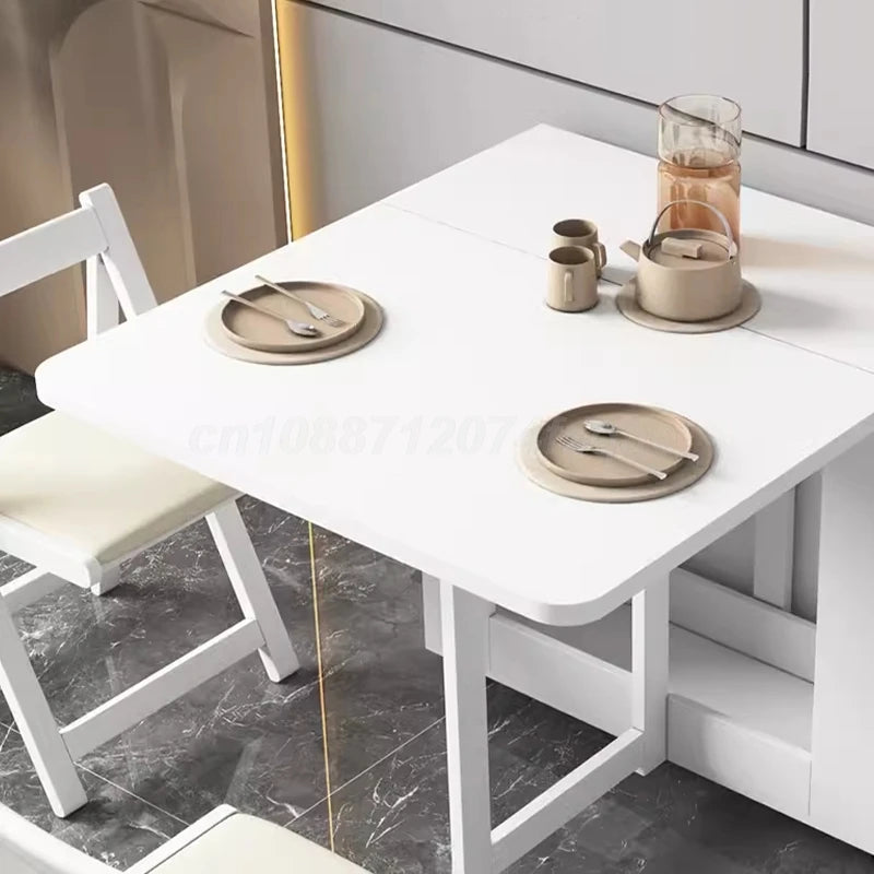 Folding Dining table Movable Table Set Dining Tables With 4 Chairs Dining Room Furniture Small Apartment Living Room Table