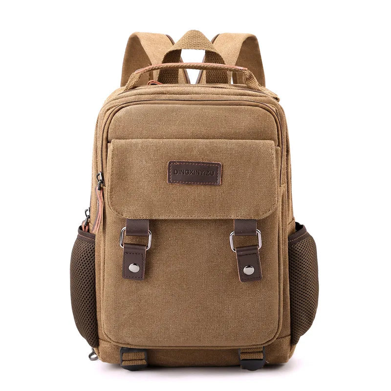 Small Mens Backpack Canvas Casual Backpacks for Men 2024 Mini Male School Bag Rucksack Man Multi-function Crossbody Bag Travel