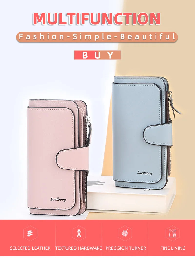 2024 Women Long Wallets Name Engraving Top Quality 15 Card Holders Classic Female Purse Zipper Brand Wallet For Women