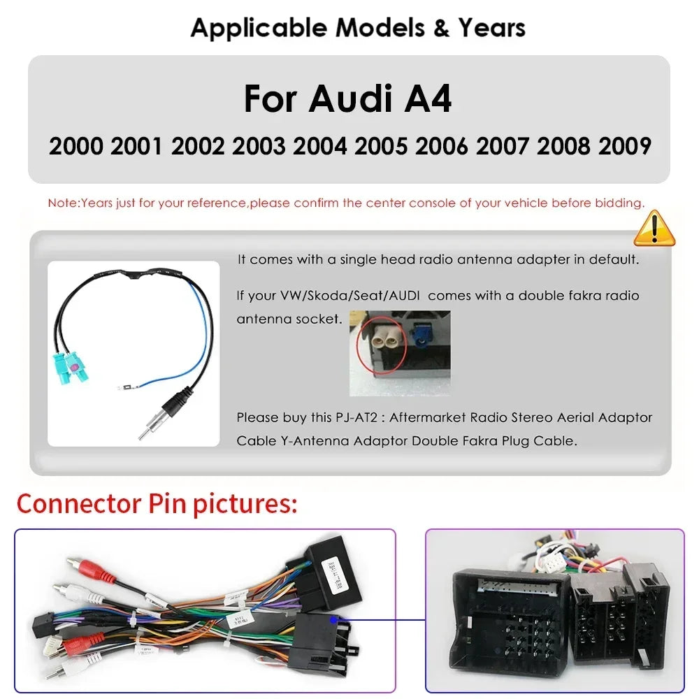 Autoradio Android 4G-LTE Lecteur multimédia pour Audi A4 2000-2009 S4 B6 B7 RS4 Seat Exeo RS4 Carplay GPS Navi Stéréo Radio Audio