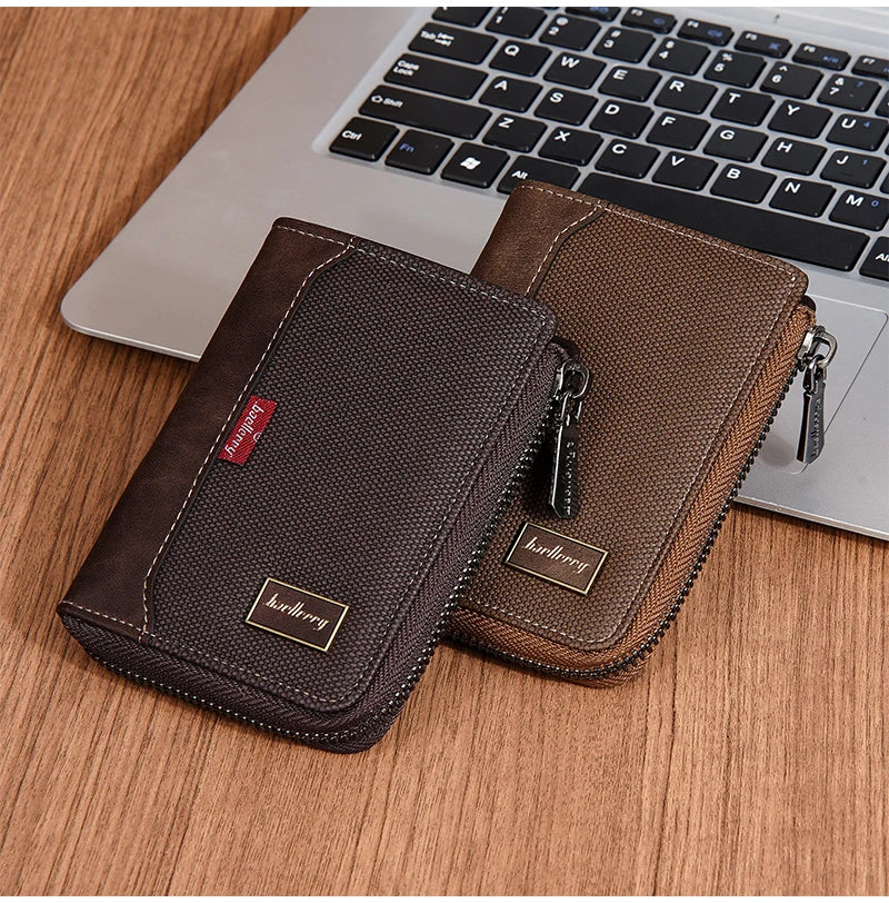 Baellerry RFID Simple Short Men Zipper Wallets Luxury Brand Card Holder Male Wallet Photo Holder Coin Pocket Man Purses