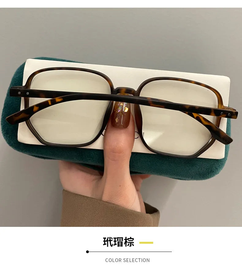 Ultra Light Myopia Glasses Men Women Minus Diopter Eyeglasses Trendy Large Size Square Frame Near Sight Eyewear