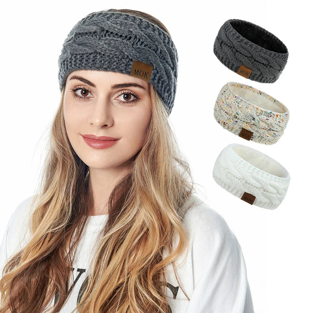 MOK New Hair Accessories Plush Wool Knitting Hair Band In Autumn And Winter Sports Headband Earmuffs Europe 12 Colors