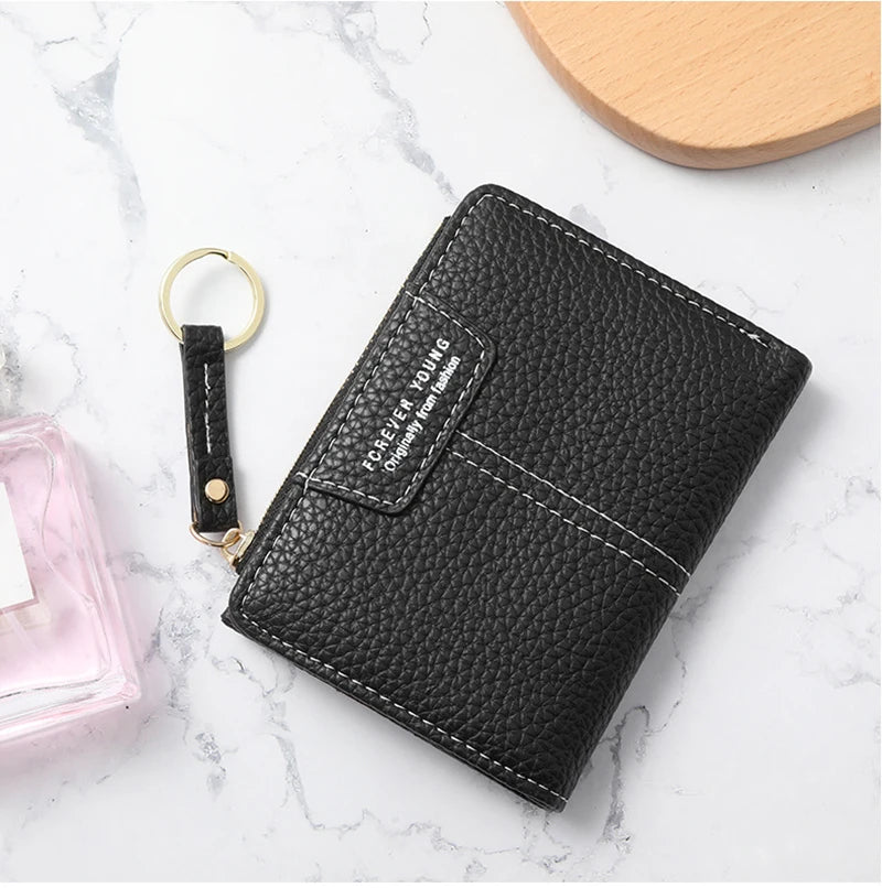 New Yellow Women Wallet Soft PU Leather Female Purse Mini Hasp Card Holder Coin Short Wallets Slim Small Purse Zipper Keychain