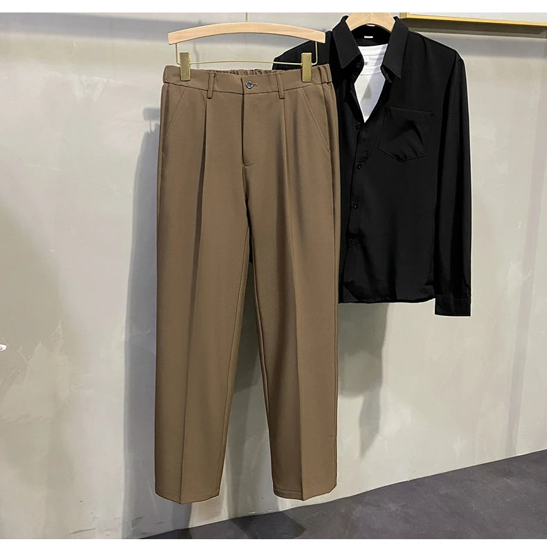 Dress Pants Men Korean Fashion Pleated Pants Chino Pants Men Clothing 2024 Lightweight Cool Trousers