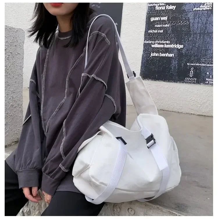 Japanese Harajuku Women Messenger Bag Solid Color Canvas Crossbody Bags Student Large Capacity Handbags Shoulder Bag Bolsos Sac