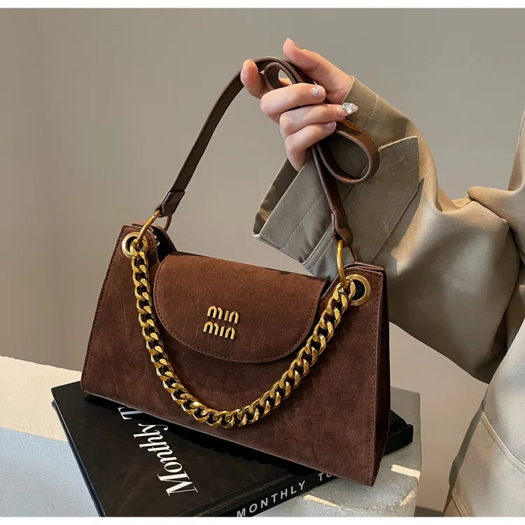 Metal Letter Designer Brand Handbags Top Handle Luxury Shoulder Bags Solid Color Elegant Crossbody Bags Fashion Bags For Women