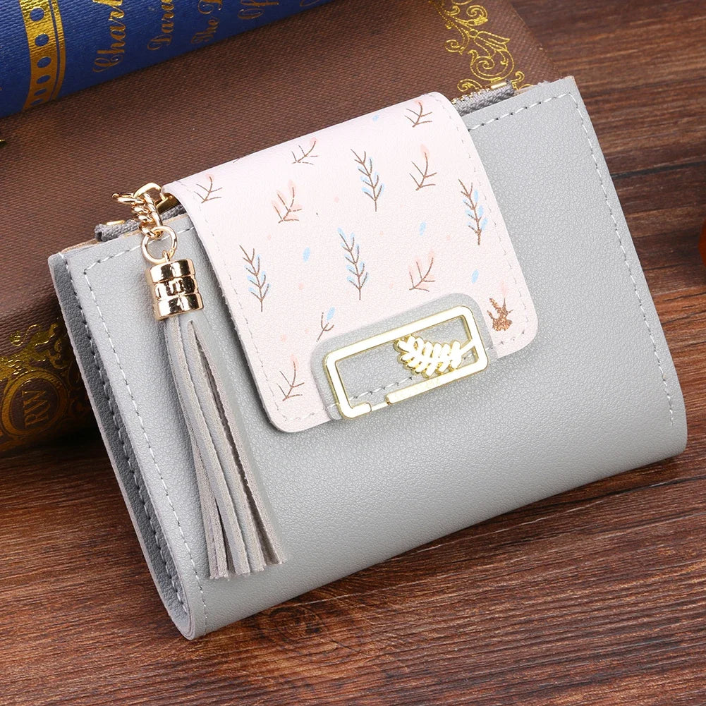 Fashion Ultra-thin Wallet Tassel Short Wallet for Woman Mini Coin Purse Ladies Clutch Small Wallet Female Pu Leather Card Holder