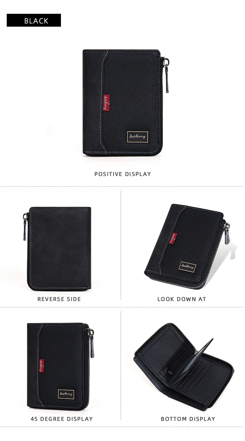 Baellerry RFID Simple Short Men Zipper Wallets Luxury Brand Card Holder Male Wallet Photo Holder Coin Pocket Man Purses