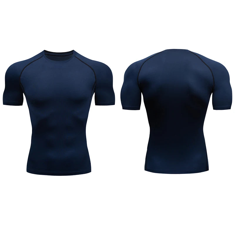 Compression T Shirt Men Summer Sportswear Running T-shirt Elastic Quick Dry Sport Tops Tee Athletic Gym Workout Shirts Men 2024